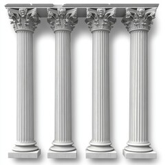 Fototapeta premium Ancient Greek architecture isolated on white, showcasing cultural heritage, classical design, and historical significance for education, art, and tourism.