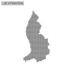 Outline of Liechtenstein highlighted in a dotted pattern on a simple background
