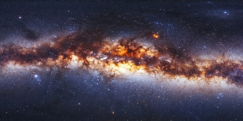 Fototapeta premium A wide view of the starry sky with light streaks from distant stars, with half of the image left empty for text.