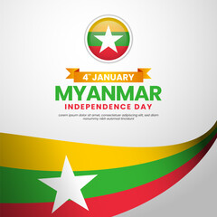 Myanmar Independence Day Celebration Illustration. Template for Poster, Banner, Advertising, Greeting Card or Print Design Elementation