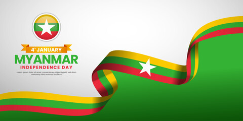 Myanmar independence day greeting card, banner with template text vector illustration