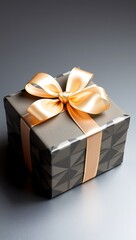 Beautiful gift box with ribbon, festival background