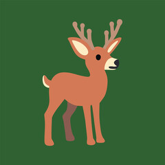 Deer Vector Icon - Fleet-Footed Hoofed Mammal with Antlers