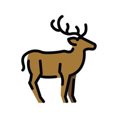 Deer Vector Icon - Fleet-Footed Hoofed Mammal with Antlers