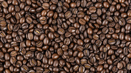 Obraz premium Natural Coffee Beans Texture and Color Display, Close-Up Study of Bean Surface, Rich Tones and Varieties