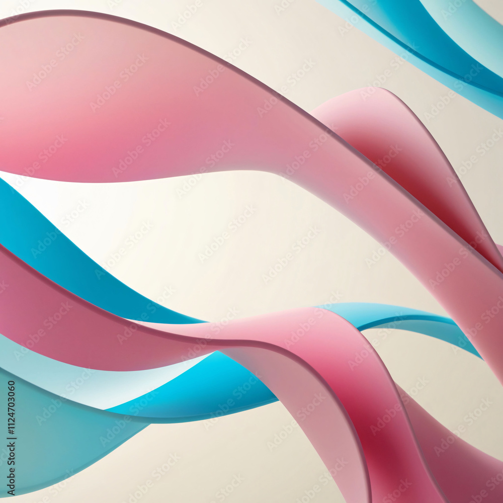 Poster colorful abstract ribbons create a dynamic flow across a soft background in this modern design artwo
