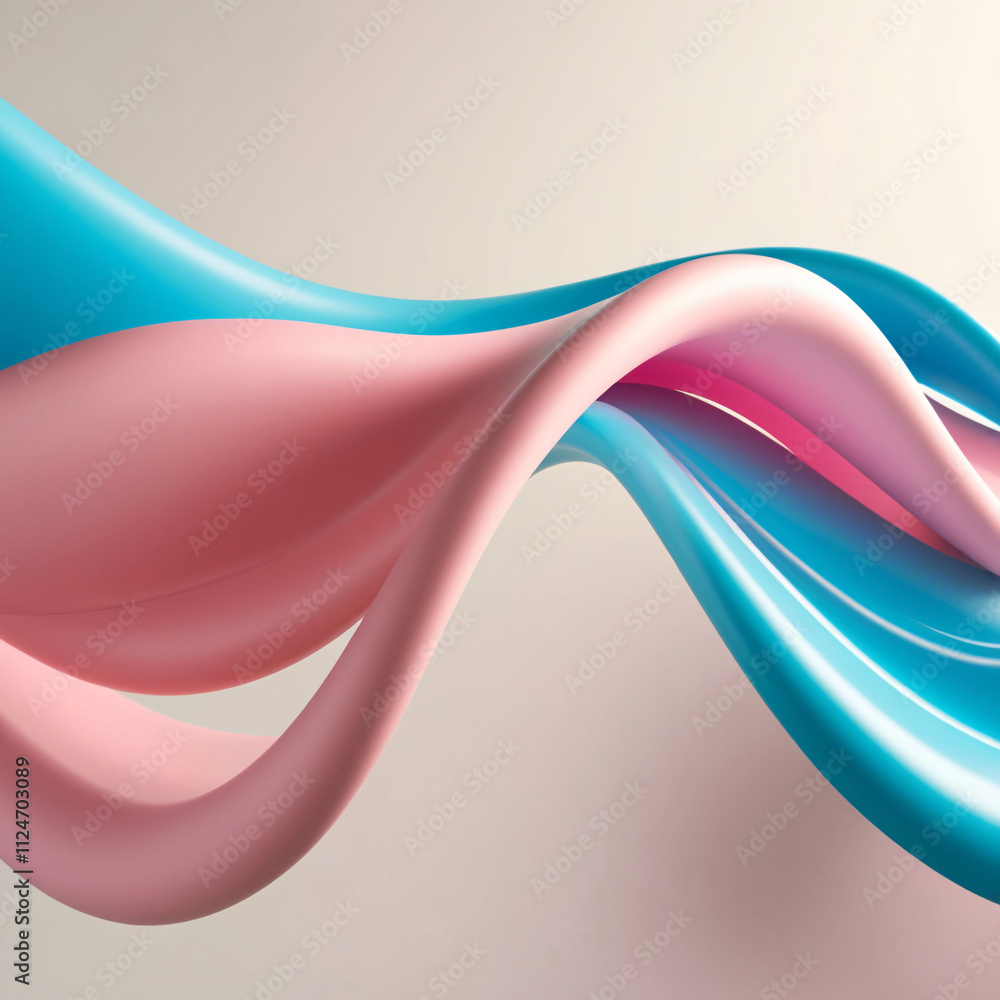 Poster colorful abstract ribbons create a dynamic flow across a soft background in this modern design artwo