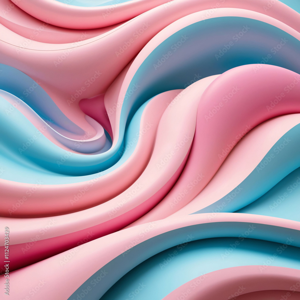 Poster colorful waves of pink and blue create a dynamic abstract design with smooth textures and flowing pa