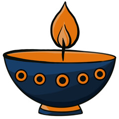 Illustration of Traditional Diya Oil Lamp