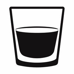 Black Silhouette Whiskey Glass Vector Illustration