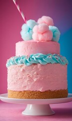 Cotton candy cake with a colorful light background