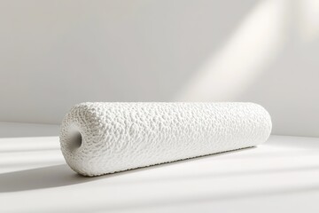 Obraz premium White textured roll on striped surface with shadow play