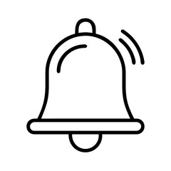 bell icon, education vector icon - black outline icon of bell symbolizing education, knowledge, and information in simple design.