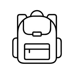 backpack icon, education vector icon - black outline icon of backpack symbolizing education, knowledge, and information in simple design.