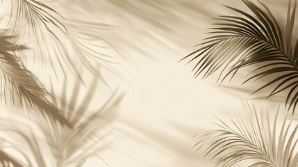 Palm Leaf Shadows on Beige Background