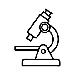 microscope icon, education vector icon - black outline icon of microscope symbolizing education, knowledge, and information in simple design.