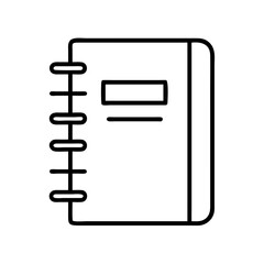 notebook icon, education vector icon - black outline icon of notebook symbolizing education, knowledge, and information in simple design.