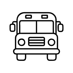 school bus icon, education vector icon - black outline icon of school bus symbolizing education, knowledge, and information in simple design.
