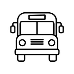 school bus icon, education vector icon - black outline icon of school bus symbolizing education, knowledge, and information in simple design.