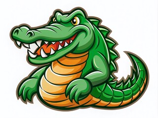 Obraz premium Alligator Mascot Logo Design on a White Background, Ideal for Sports Teams and Branding, Featuring a Bold and Playful Character Representation