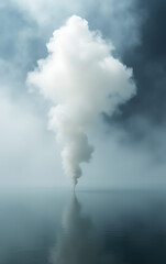 Obraz premium White smoke appears as a magical effect with smog and fog creating an atmospheric mist over stages or waters._00001_