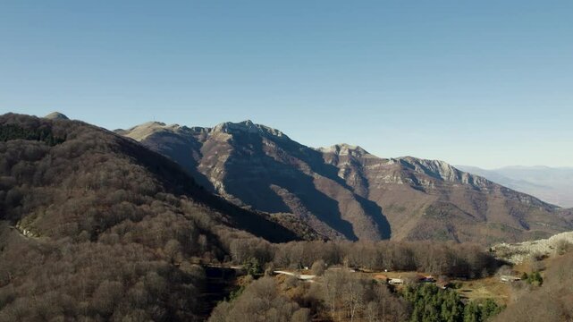Pangaio Mountain Aerial Dolly Shot, Peak Closeup View, Eastern Macedonia Kavala Greece