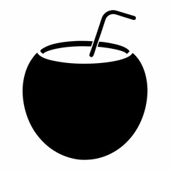 Coconut Water Support Black Silhouette Vector Design