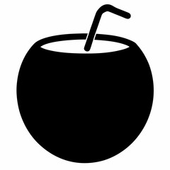 Coconut Water Support Black Silhouette Vector Design