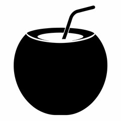 Coconut Water Support Black Silhouette Vector Design