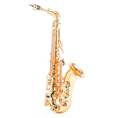 Golden saxophone Isolated on white background