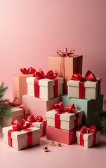 Fototapeta premium Various types of gifts such as festive gift boxes, Christmas presents, and birthday gifts can be placed in isolation._00001_