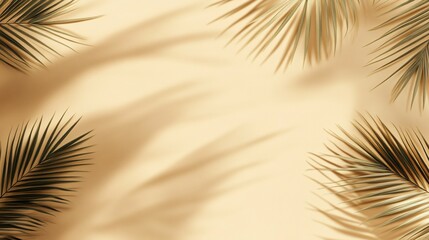Obraz premium Palm Fronds Cast Shadows On Beige Background