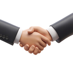 Cartoon Style 3D Handshake of Business Agreement in Minimalistic Design