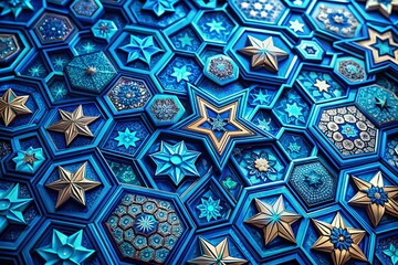 A Mesmerizing Exploration of Blue Stars and Hexagons Pattern in Nature's Wonders Captured Through Documentary Photography Techniques
