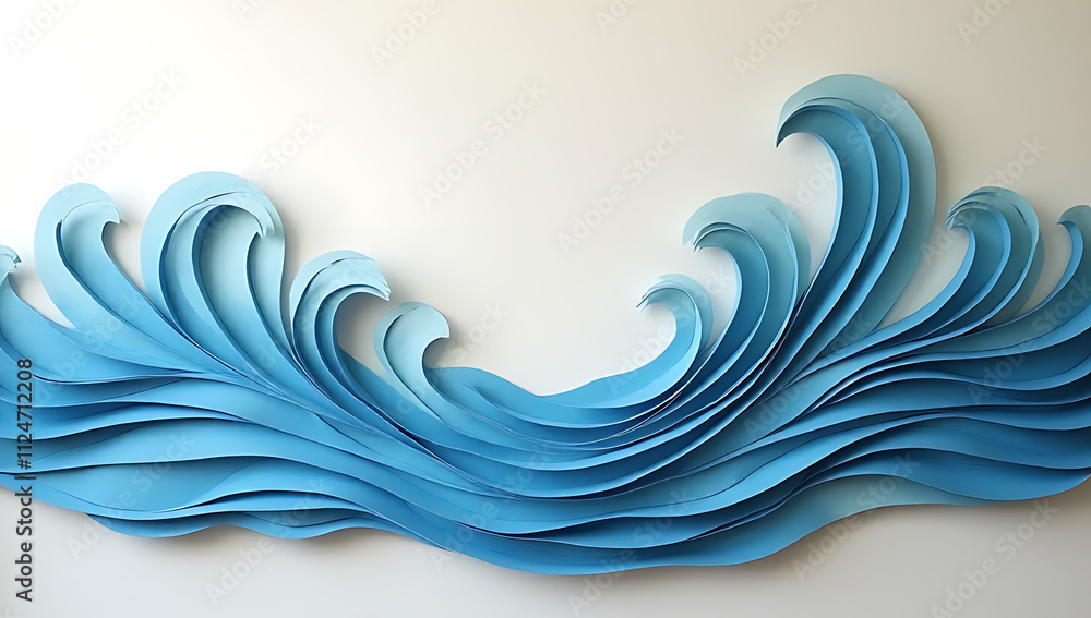 Poster The intricate wave pattern on the paper sculpture serves as a unique and visually appealing decorative background in various settings._00001_