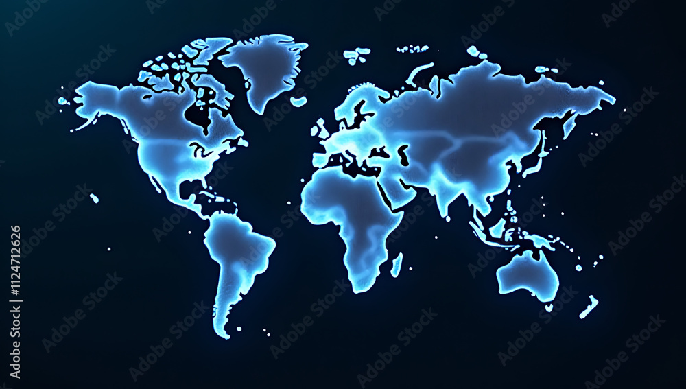 Aufkleber the digital map of asia is a concept of global network and connectivity with data transfer and busin