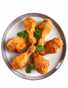 Crispy Fried Chicken Drumsticks  Golden Brown  Plate of Food  Overhead Shot  Delicious Mea