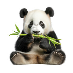 Naklejka premium Adorable Panda Cub Eating Bamboo | Cute animals