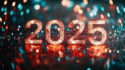 New Year Celebration 2025 , Sparkling Fireworks Festive Background, Bright Colors, Celebratory Atmosphere, Holiday Spirit, Countdown, Excitement, Joy, Arrival, Party Vibes. 8k