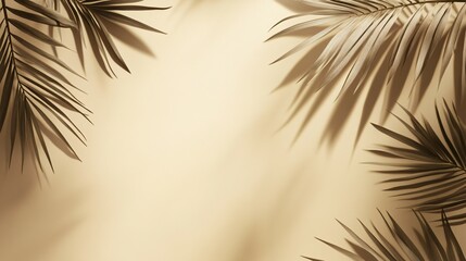 Palm Fronds Cast Shadows On Beige Background