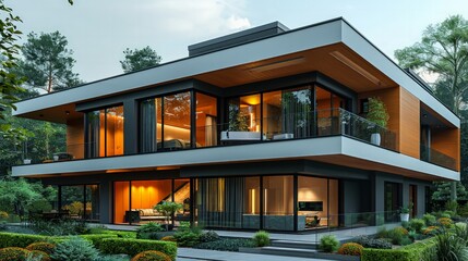 Explore contemporary living space suburban area modern house design urban environment eye-level view inviting interiors