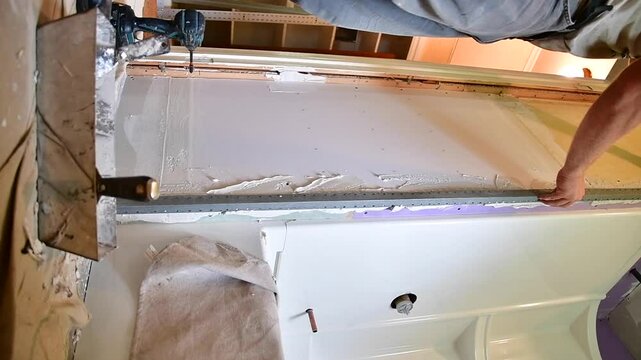 Vertical video home renowation, draywall corner bit instalation