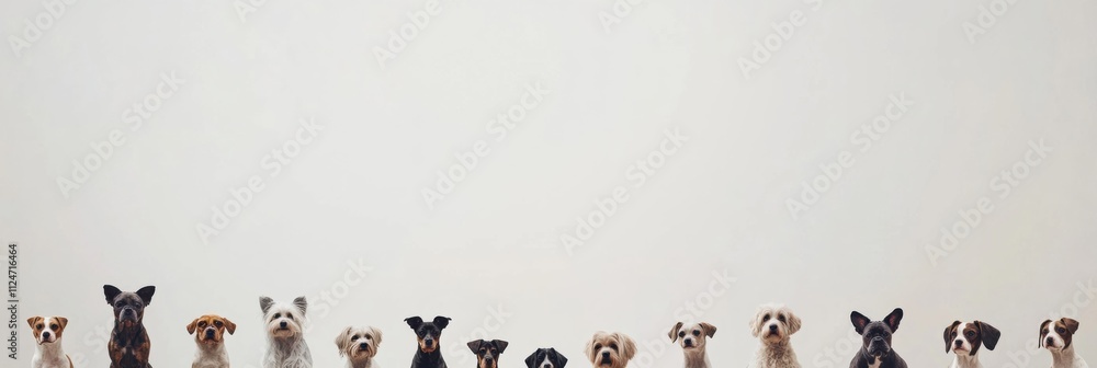 Poster a variety of dogs of different breeds and sizes sit closely together, providing an inviting atmosphe