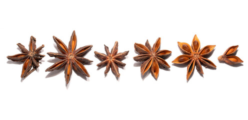 Star anise isolated on white. Aromatic spice