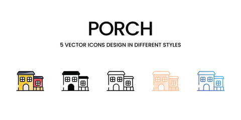 Porch icons set in different style vector stock illustration