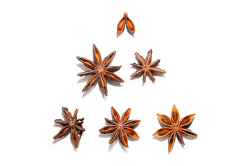 Star anise isolated on white. Aromatic spice