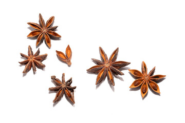 Star anise isolated on white. Aromatic spice