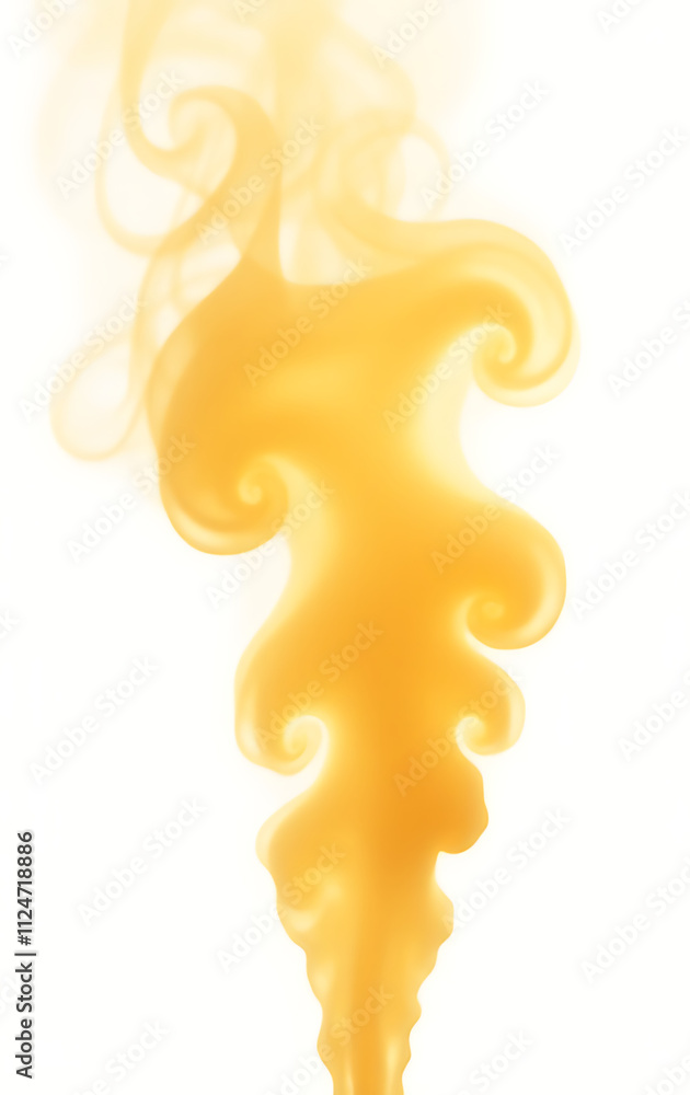Poster image of golden smoke isolated on a clean white background in transparent png format for easy editin