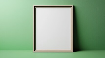 Blank frame mock up on a green background for creative design projects and displays