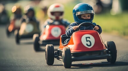 Kid's racing in pedal cars